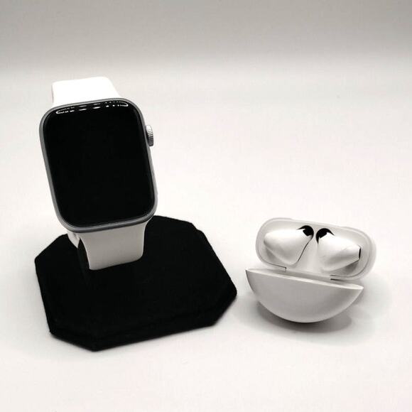 White Smartwatch Earbuds Set Fitness Sport Heart Rate Apple Android & iOS READ* - Picture 1 of 13